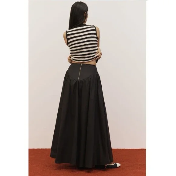 Anthropologie Maeve Drop Waist A Line Maxi Skirt Sz 2 Black